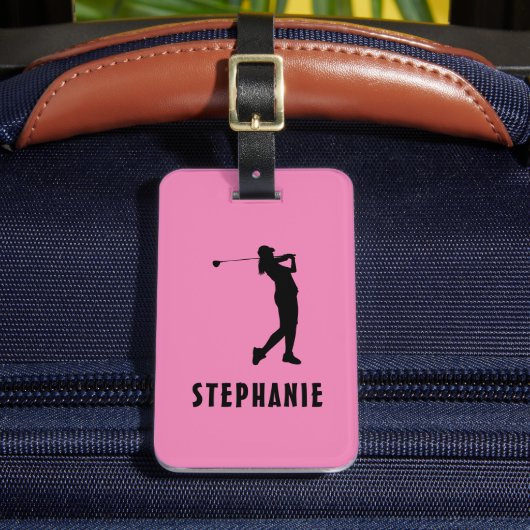 Étiquette À Bagage Nom Femme Golf Lecteur Golfing Golfing Rose Noir (Insitu Rectoal 2)