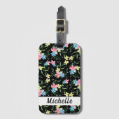 Étiquette À Bagage Nom floral (Devant Vertical)
