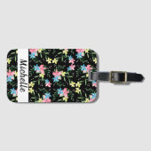 Étiquette À Bagage Nom floral (Devant Horizontal)