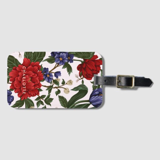 Étiquette À Bagage Nom floral (Devant Horizontal)