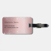Étiquette À Bagage Nom floral rose pâle (Dos horizontal)