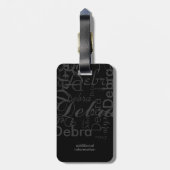 Étiquette À Bagage nom gris monogramme voyageur cercle rouge (Dos Vertical)