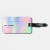 Étiquette À Bagage Nom holographique rose violet (Dos horizontal)