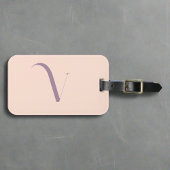 Étiquette À Bagage Nom initial féminin personnalisé Javascript rose