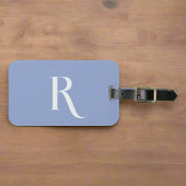 Étiquette À Bagage Nom initial personnalisé Pastel Blue Script Monogr