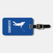 Étiquette À Bagage Nom Male Golf Player Golfing Golfing Bleu Blanc (Devant horizontal)