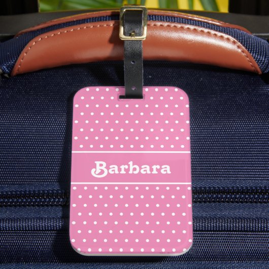 Étiquette À Bagage Nom mignon Polka Dot rose et blanc (Insitu Rectoal 2)