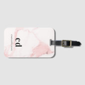 Étiquette À Bagage Nom minimaliste en marbre rose (Devant Horizontal)