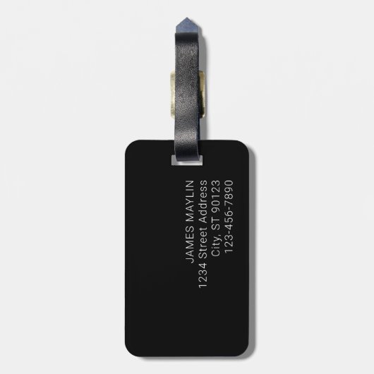 Étiquette À Bagage Nom modifiable minimal simple ou autre texte (Dos Vertical)