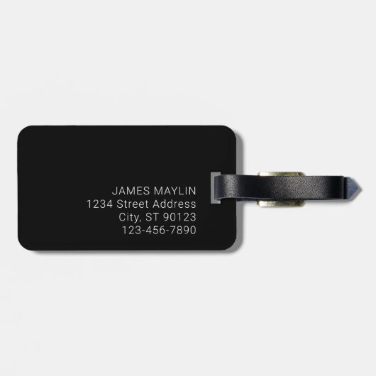 Étiquette À Bagage Nom modifiable minimal simple ou autre texte (Dos horizontal)