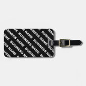 Étiquette À Bagage Nom modifiable répété en gras | Blanc noir simple (Devant horizontal)