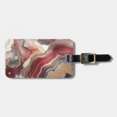Étiquette À Bagage Nom Monogram Modern Gold & Maroon Geode | (Devant horizontal)