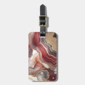 Étiquette À Bagage Nom Monogram Modern Gold & Maroon Geode | (Devant Vertical)