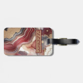 Étiquette À Bagage Nom Monogram Modern Gold & Maroon Geode | (Dos horizontal)