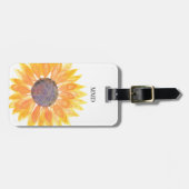 Étiquette À Bagage Nom Monogram Yellow Sunflower (Devant horizontal)