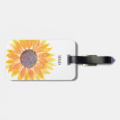 Étiquette À Bagage Nom Monogram Yellow Sunflower (Dos horizontal)