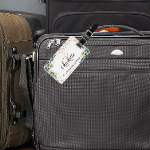 Étiquette À Bagage Nom monogramme de la parties scintillant d'or Euca