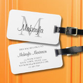 Étiquette À Bagage Nom Monogramme Élégant Script