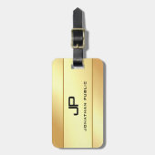 Étiquette À Bagage Nom Monogramme moderne Or look glamour (Devant Vertical)