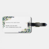 Étiquette À Bagage Nom monogramme or Eucalyptus (Dos horizontal)