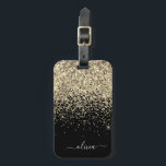 Étiquette À Bagage Nom Monogramme Pailleté Strass Doré Noir Féminin<br><div class="desc">Oreiller Monogramme et Initiale en Paillettes Strass Doré et Noir. L'étiquette de bagage fait le cadeau parfait pour un anniversaire des 16 ans,  un mariage,  une douche de mariée,  une baby shower ou une soirée entre filles pour quelqu'un qui décore sa chambre avec style.</div>