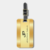 Étiquette À Bagage Nom Monogramme personnalisé Gold Look Modèle (Devant Vertical)