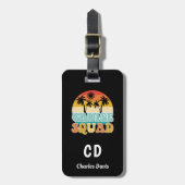 Étiquette À Bagage Nom monogramme rétro de l'équipe de croisière (Devant Vertical)