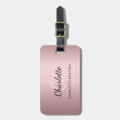 Étiquette À Bagage Nom monogramme rose poussiéreux (Devant Vertical)