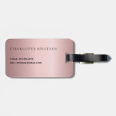 Étiquette À Bagage Nom monogramme rose poussiéreux (Dos horizontal)