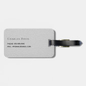 Étiquette À Bagage Nom monographique en cuir gris (Dos horizontal)