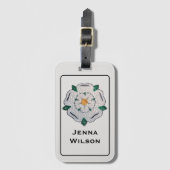 Étiquette À Bagage Nom, Papier Quillé Yorkshire Rose blanche (Devant Vertical)