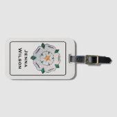 Étiquette À Bagage Nom, Papier Quillé Yorkshire Rose blanche (Devant Horizontal)