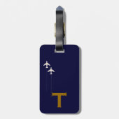 Étiquette À Bagage Nom personnalisable de voyage de M. & Mme avion (Dos Vertical)