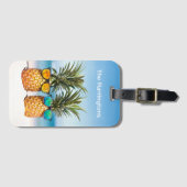 Étiquette À Bagage Nom personnalisé Ananas de plage (Devant Horizontal)