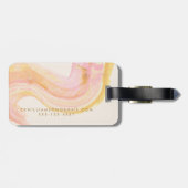 Étiquette À Bagage Nom personnalisé Aquarelle Abstraite rose jaune (Dos horizontal)