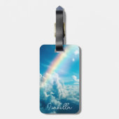 Étiquette À Bagage Nom personnalisé Arc en ciel esthétique et nuages (Dos Vertical)