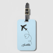 Étiquette À Bagage Nom personnalisé Avion Destination Voyageur (Devant Vertical)