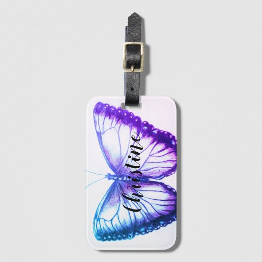 Étiquette À Bagage Nom personnalisé Beau papillon (Devant Vertical)