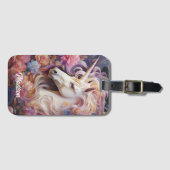 Étiquette À Bagage Nom personnalisé belle licorne (Devant Horizontal)