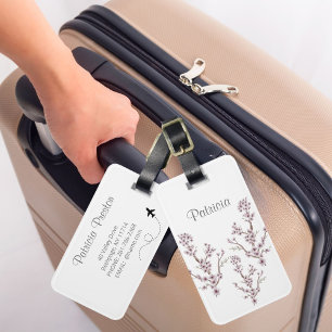 Étiquette À Bagage Nom personnalisé Belles fleurs de cerisier rose