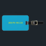 Étiquette À Bagage Nom personnalisé bleu et jaune vif<br><div class="desc">Baby Blue est inspiré d'une photographie d'un ciel bleu clair accompagnée d'une personnalisation du nom. Pour des questions ou des demandes spéciales,  contactez l'artiste à l'adresse wafadahdalcreates@gmail.com. © Wafa Y. Dahdal - Tous droits réservés.</div>