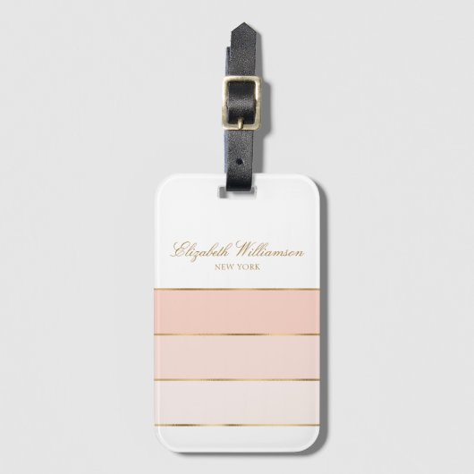 Étiquette À Bagage Nom personnalisé Blush Pink Gold (Devant Vertical)
