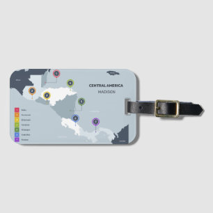 Étiquette À Bagage Nom personnalisé Carte Amérique centrale