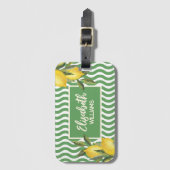 Étiquette À Bagage Nom personnalisé Citron méditerranéen d'été (Devant Vertical)