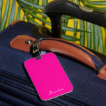 Étiquette À Bagage Nom personnalisé de couleur solide rose néon<br><div class="desc">Couleur Solide Rose Neon Couleur Moderne.</div>