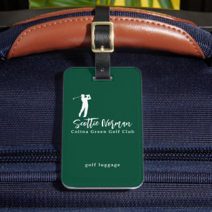Étiquette À Bagage Nom personnalisé de golfeurs verts