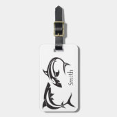 Étiquette À Bagage Nom personnalisé de l'art requin (Devant Vertical)