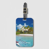 Étiquette À Bagage Nom personnalisé de l'île de vacances (Devant Vertical)