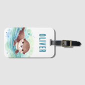 Étiquette À Bagage Nom personnalisé de l'illustration de la loupe (Devant Horizontal)