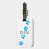 Étiquette À Bagage Nom personnalisé des Empreintes de pattes de chien (Devant Vertical)
